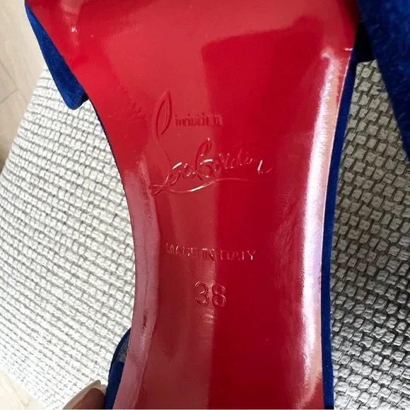 Christian Louboutin Astrida Bride 100 Suede Pump in Blue Suede - Picture 7 of 7